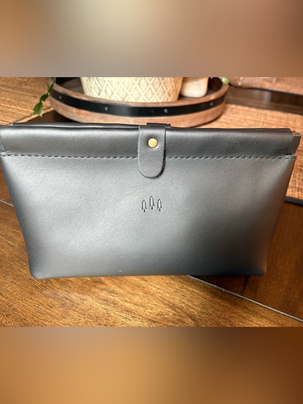 Portland Leather Leather  Frame Clutch, Smooth Black